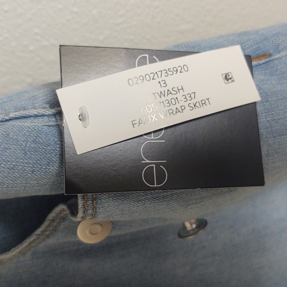 NWT Energie asymmetrical faux wrap denim skirt - Picture 5 of 5